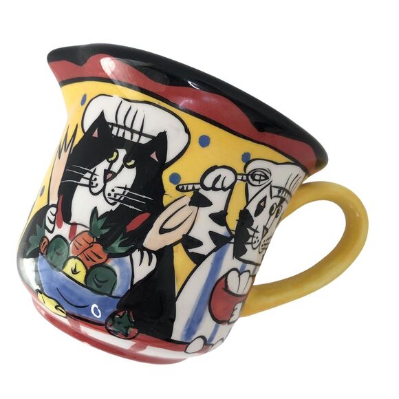 Catzilla Cat Creamer Candace Reiter Ceramic Colorful Tabby Kitty Chefs - Picture 3 of 8